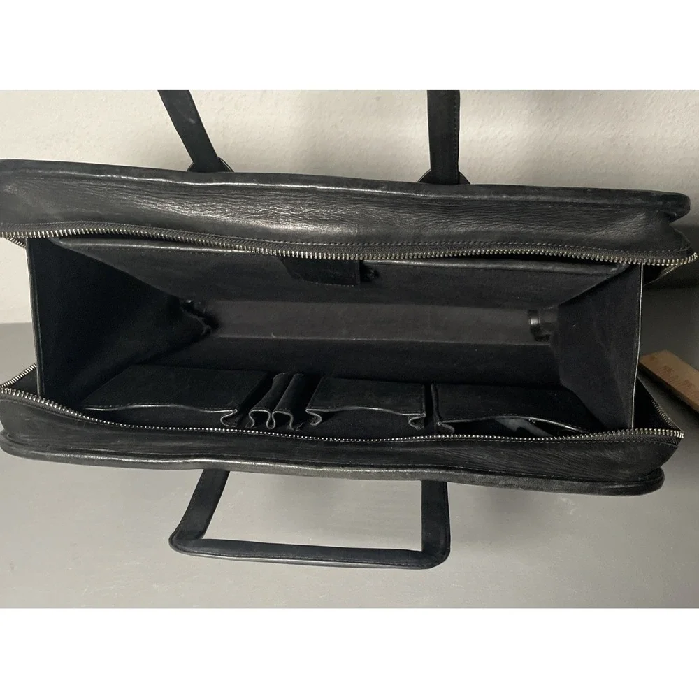 Vintage Cole Haan Black Leather Briefcase Organizer Attaché Laptop Bag